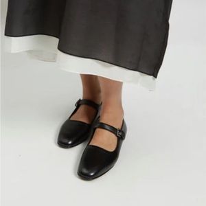 THE ROW Ava Mary Janes black leather